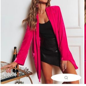 Fuchsia Velvet Relaxed Blazer